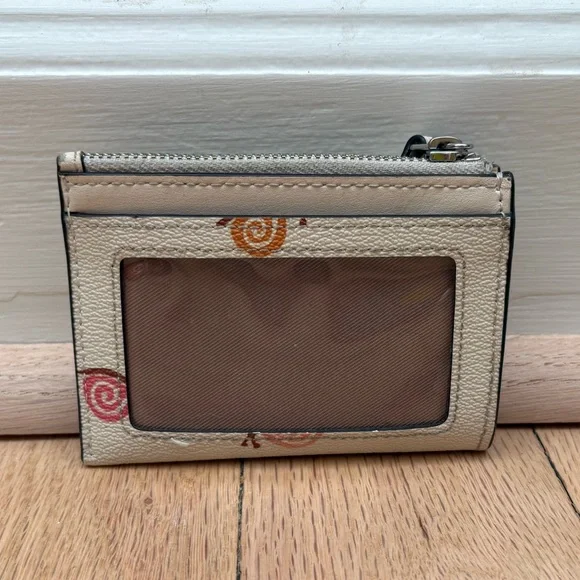 Coach Cream Snail Print Slim Card Holder with Zipper - Picture 3 of 5